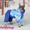 ДОЖДЕВИК УТЕПЛЕННЫЙ НА ФЛИСЕ МУЛЬТИКОЛОР-СИНИЙ ДЛЯ СОБАК МАЛЬЧИКОВ - Димон-Камон, одежда для собак
