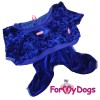 Синий, велюровый костюм для маленьких собак - Димон-Камон, одежда для собак