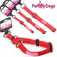 Спортивный ошейник - удавка для собак, красного цвета, светоотражающая строчка, ForMyDogs - Димон-Камон, одежда для собак