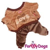 Коричневый велюровый костюмчик для маленьких собак - Димон-Камон, одежда для собак