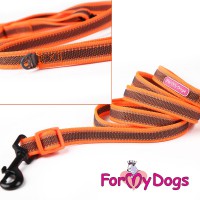 Оранжевый поводок со светоотражающими элементами для активных собак - Димон-Камон, одежда для собак