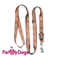 Поводок с рисуноком "Лапки" коричневого цвета для собак - Димон-Камон, одежда для собак