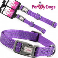 Спортивный ошейник  для собак, фиолетового цвета, светоотражающий кант, ForMyDogs - Димон-Камон, одежда для собак