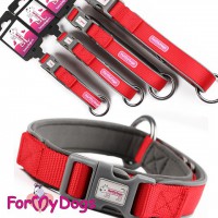 Спортивный ошейник  для собак, красного цвета, светоотражающий кант, ForMyDogs - Димон-Камон, одежда для собак