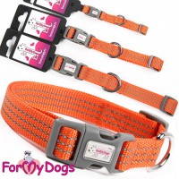 Спортивный ошейник  для собак, оранжевого цвета, светоотражающий кант, ForMyDogs - Димон-Камон, одежда для собак