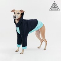 Толстовка для собак из хлопка темно-синяя с голубым TANKER BASE MINT BLUE  - Димон-Камон, одежда для собак