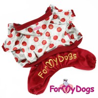 Велюровый красный костюмчик для маленьких собак - Димон-Камон, одежда для собак