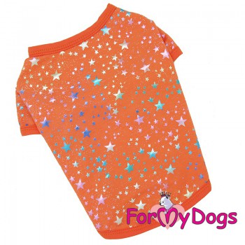 Футболка оранжевая со звездочками, для маленьких собак - Димон-Камон, одежда для собак