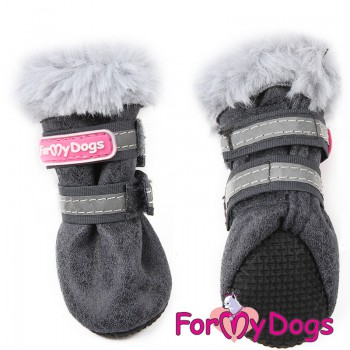 Серые сапожки для собак, на зиму, ForMyDogs - Димон-Камон, одежда для собак