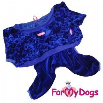 Синий, велюровый костюм для маленьких собак - Димон-Камон, одежда для собак